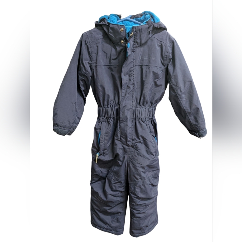 Kids' Mountain equipment warehouse 1 piece Navy Snowsuit with Hood.